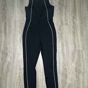 Elegant Black Jumpsuit with White Accents